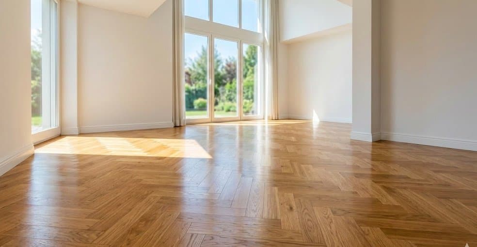 Wohnraum mit neuem Parkettboden